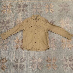 Banana Republic Shirt Mens M Long Sleeve Untucked Linen Cotton Khaki Beige